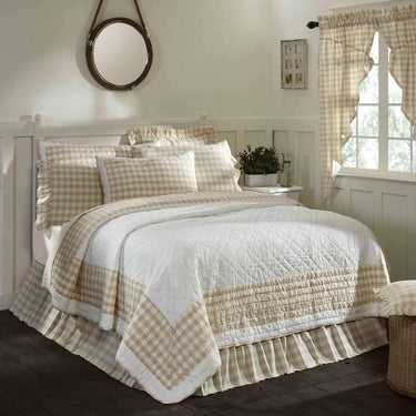 Annie Buffalo Tan Check Twin Quilt 68Wx86L VHC Brands - The Fox Decor